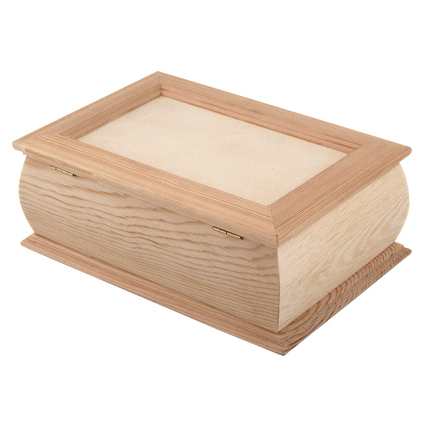 Rechthoekig houten doosje met bolle kanten voor houtbranden of graveren met brandpen